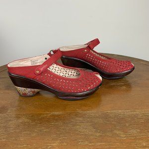 Jambu Journey Encore Red Wedge Shoes Sandals Clogs Mary Janes